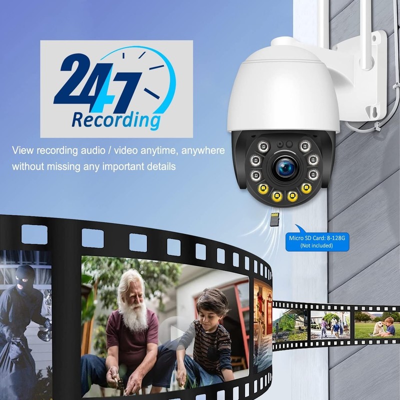 Security Camera Outdoor Wired with Night Vision Color, 360 WiFi Cameras for H... gallery