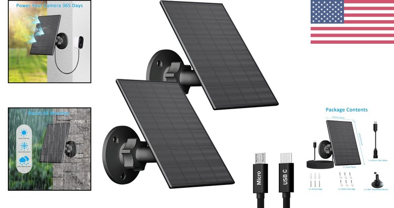 Waterproof 2W Solar Charger for USB Cameras - 360° Adjustable Mount gallery