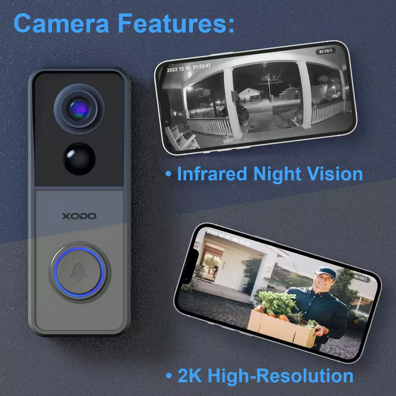 VD2 Smart Wi-Fi 2K Wireless Video Doorbell with 2-Way Audio gallery