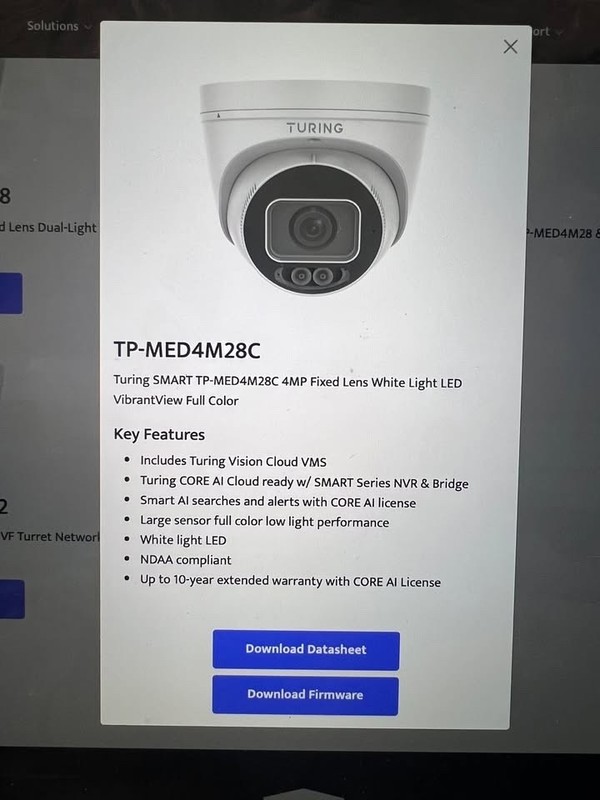 5x Turing TP-MVD8MV2 8MP IP Turret Security Cameras – Brand New in Box gallery