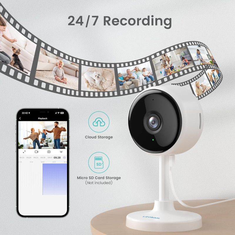 Indoor Camera, Cameras for Home Security with Night Vision, Pet Camera with Phon gallery