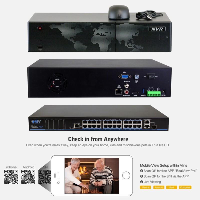 16 Channel H.265 NVR (16) 5MP 4X Optical Zoom PoE IP Dome Camera Security System gallery