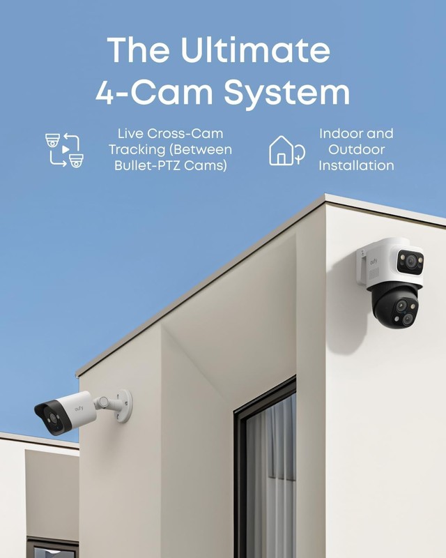 eufy PoE NVR Security Camera System S4, 2 Bullet-PTZ Cams, 2 Bullet Cams, 360° gallery