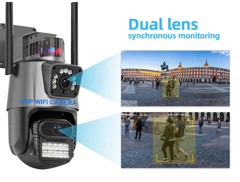 Dual Lens 4MP WiFi Security Camera Outdoor Home Night Vision PTZ Surveillance gallery