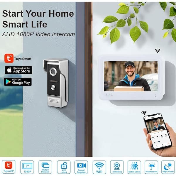 Wireless WiFi Video DoorboIntercom System 1080P Video Door Camera with Monitor gallery