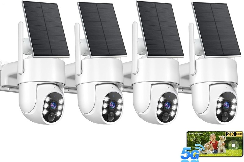 4 Pack 2K Security Camera Solar Wireless 5GHz AI Detection