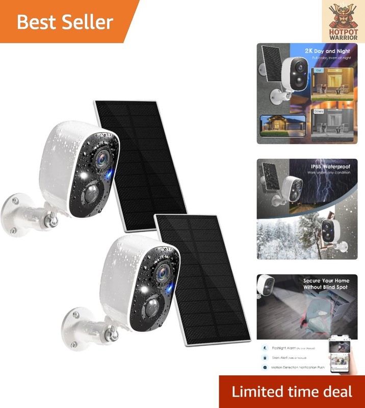 2K Wireless Solar Outdoor Security Cameras – AI Motion Detection & Two-Way Audio