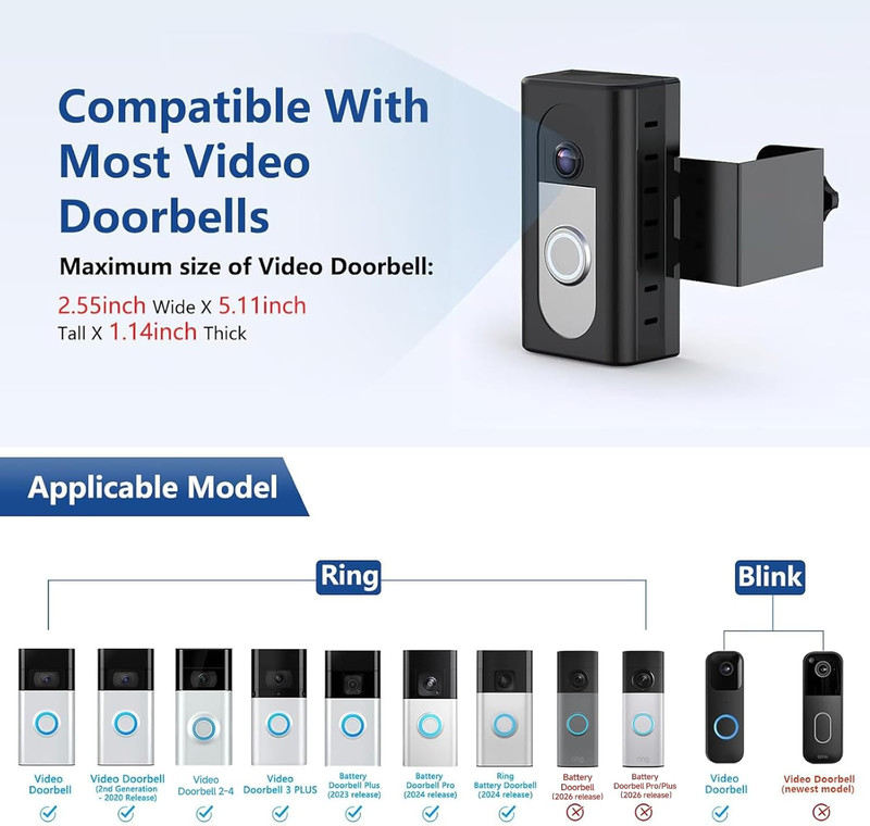Anti-Theft Video Doorbell Mount Compatible with Ring/Blink Wireless Video Doorbe gallery