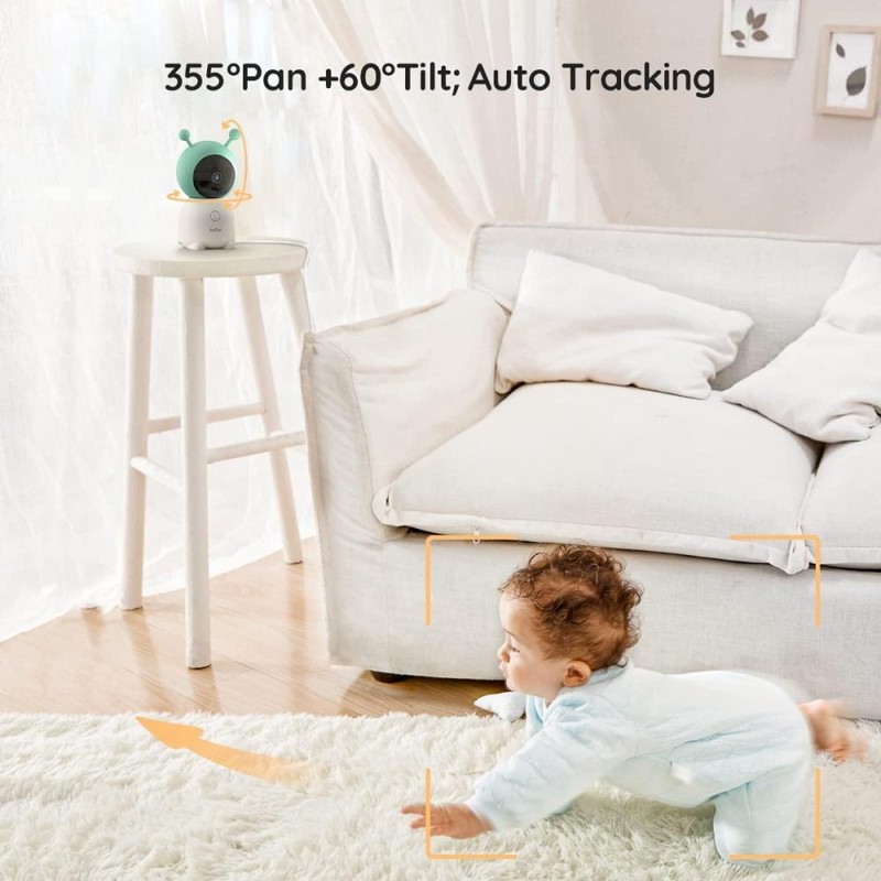 2K Baby Monitor 5" Split-Screen Auto Tracking, Night Light, Motion Detection gallery