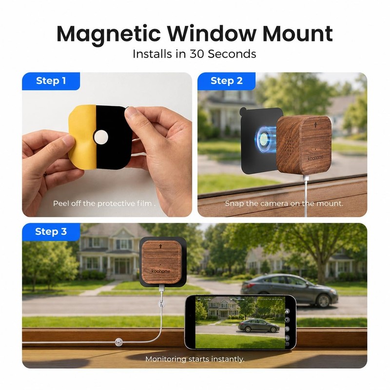 5MP 3K Window Camera for Indoor & Outdoor Home Security, Magnetic Mount, Full... gallery
