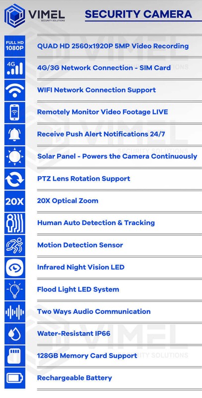 4G Home Solar Powered 128GB Security System Camera QHD 2K PTZ Optical Zoom 20X gallery