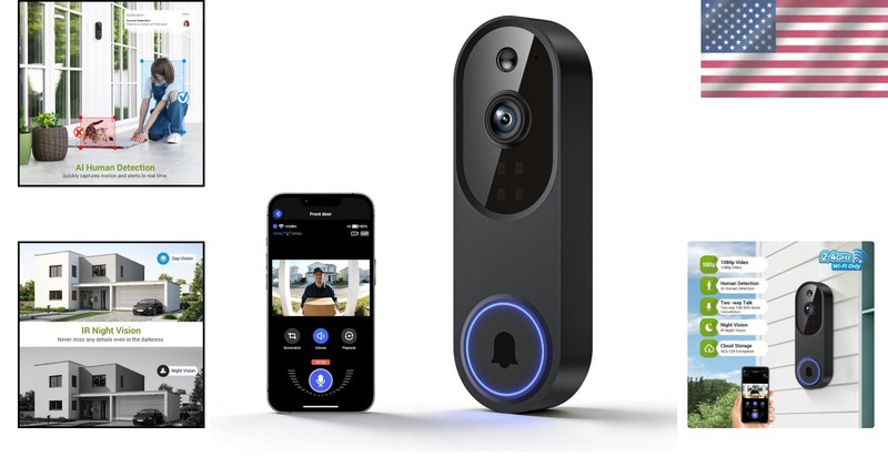 FHD Wireless Doorbell Camera with Motion Alerts & Night Vision Capability gallery