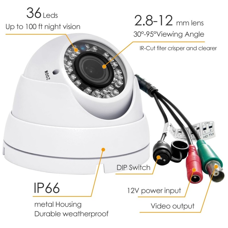 Weatherproof 1080P Security Camera 36 IR-LEDs Night Vision
