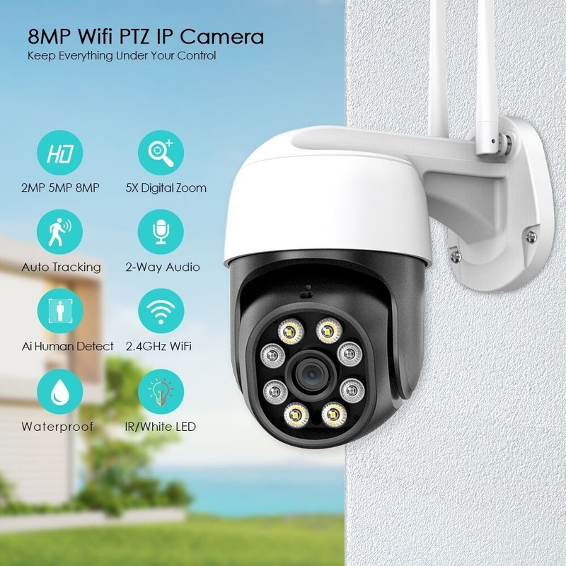 8MP 4K IP Wifi Camera 1080P HD PTZ Outdoor Night Vision Wireless Security Camera gallery