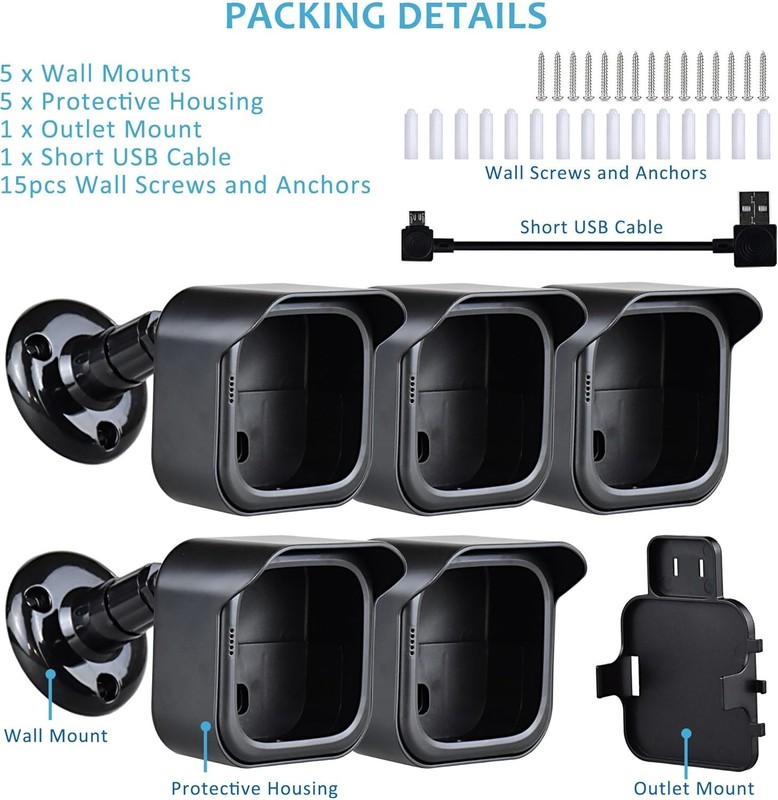 Effortless 360° Adjustable Blink Camera Mount Bracket - 5 Pack for Outdoor Use gallery