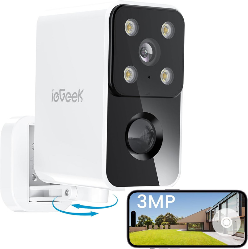 Security Cameras Wireless Outdoor Pan Rotating 180° Home Security Cameras, 2.4G
