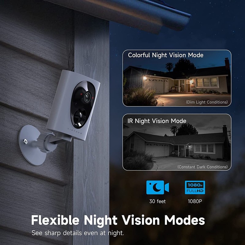 VIRTAVO Indoor/Outdoor Security Camera, 1080P HD Wireless Rechargeable Battery gallery