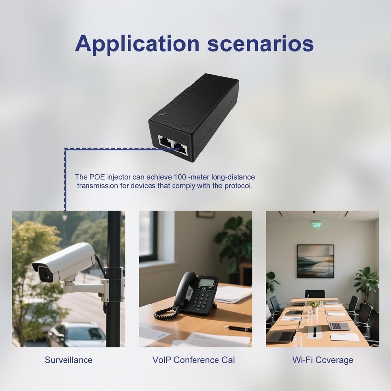 30W Gigabit PoE Injector Adapter 10/100/1000Mbps 802.3af/at POE30 Plug gallery