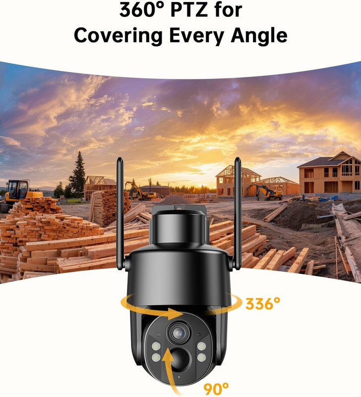 No Wifi Security Camera with Built-In 4G LTE SIM Card, Live View, 360° gallery