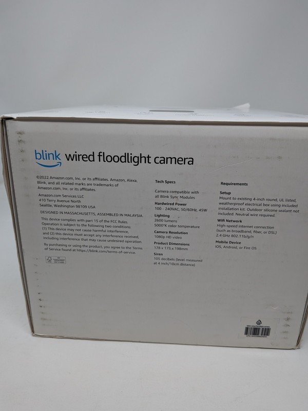 Blink Wired Floodlight Camera Alexa Smart Security Camera White New Sealed gallery