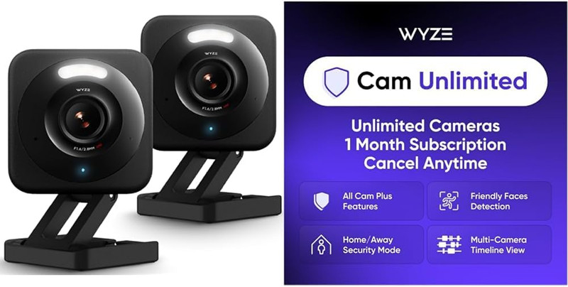 V4 Black 2-Pack Cam Unlimited Monthly, Covers Unlimited Cameras, Auto-Renews at