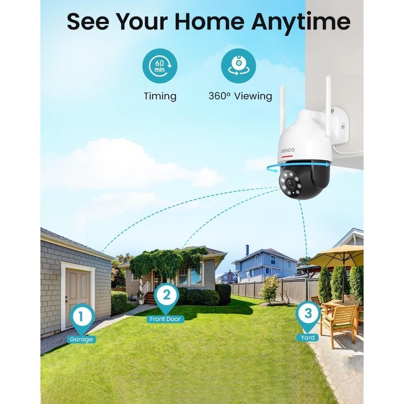 2K WiFi Security Camera Outdoor Indoor Dome Pan Tilt 360 Degree View 3MP Motion gallery