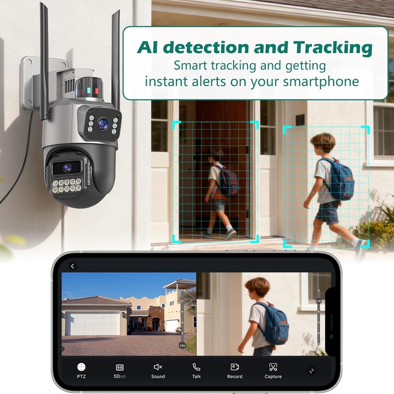 5G Security Camera Outdoor, 6MP Dual Lens 6X PTZ Outside Cameras for Home Sec... gallery