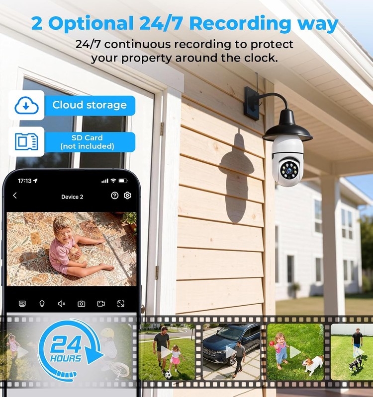 Light Bulb Security Camera Outdoor, 2K 5GHz & 2.4GHz WiFi Bulb... gallery