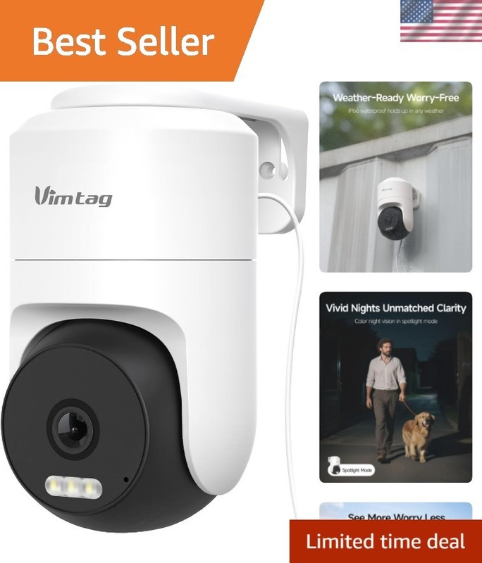 Smart Outdoor Camera 2.5K with 8x Zoom – Dual-Band WiFi & Two-Way Audio