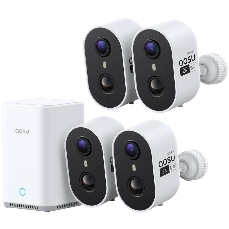 aosu Wireless Outdoor Security Camera Kit 2K 6X Zoom 4Cam