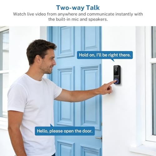 1080P Wireless Doorbell Camera with AI Detection, Night Vision, 2-Way Audio, Clo gallery