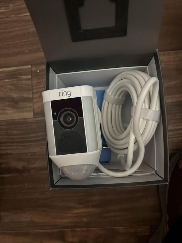 Ring Spotlight Cam Wired Outdoor Security Camera White 1080p Night Vision Alexa