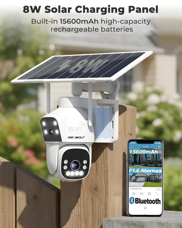 2.5K AOV WiFi Solar Security Camera Outdoor Wireless, 7/24 Recording 3MP+3MP ... gallery
