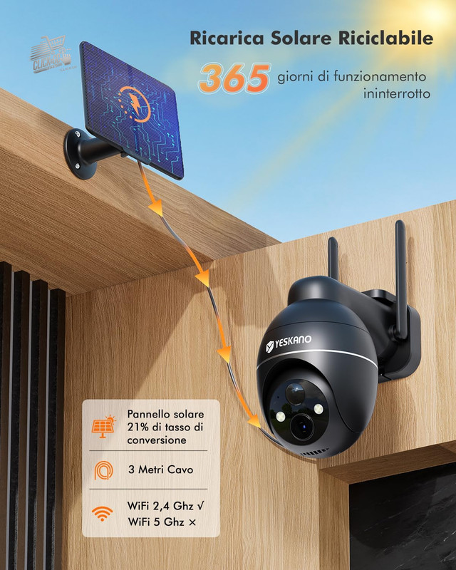 Outdoor Wi-Fi Solar Camera 2K Wireless 360 PTZ IP66 Battery Night gallery