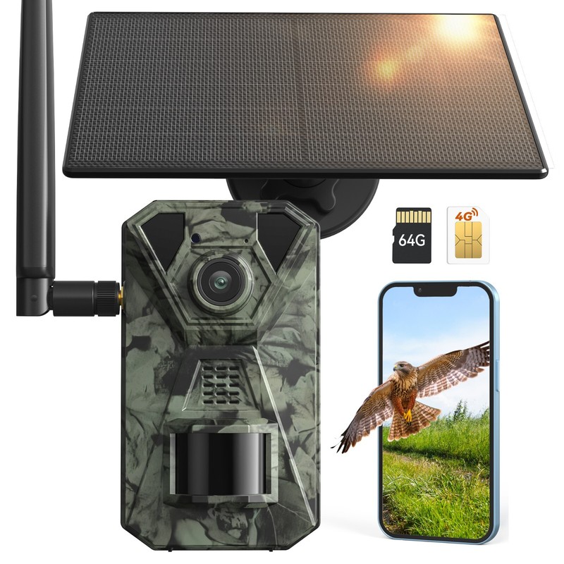 4G LTE Cellular Wildlife Hunting Trail Camera 2.7K HD Solar&Battery PIR 64G SD gallery