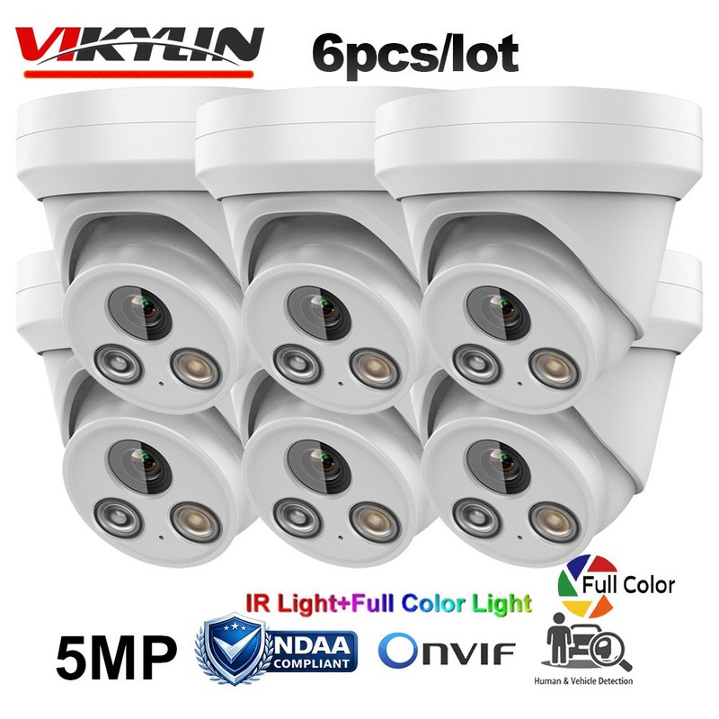 6 Pack Vikylin 5MP Full Color+IR Light LED POE IP Camera Mic RTSP Onvif Outdoor