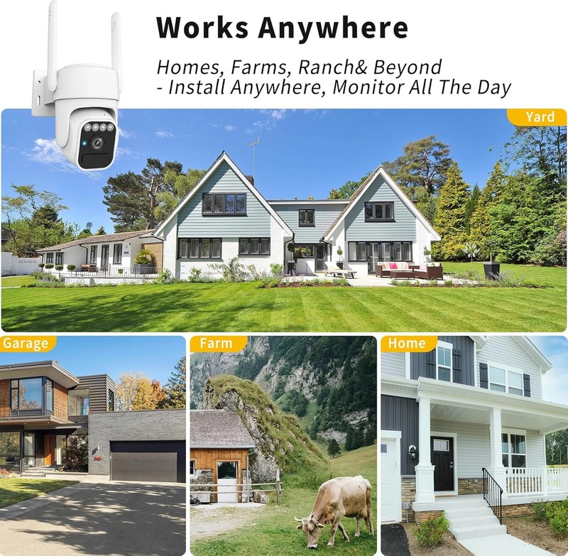 Solar Powered Security Camera, 360° Wireless Outdoor Camera,Motion Tracking, AI gallery