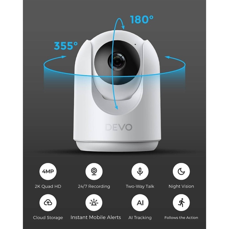Stable WiFi 6 Connection&2K Resolution & 355° Pan Indoor Smart Cameras for Home