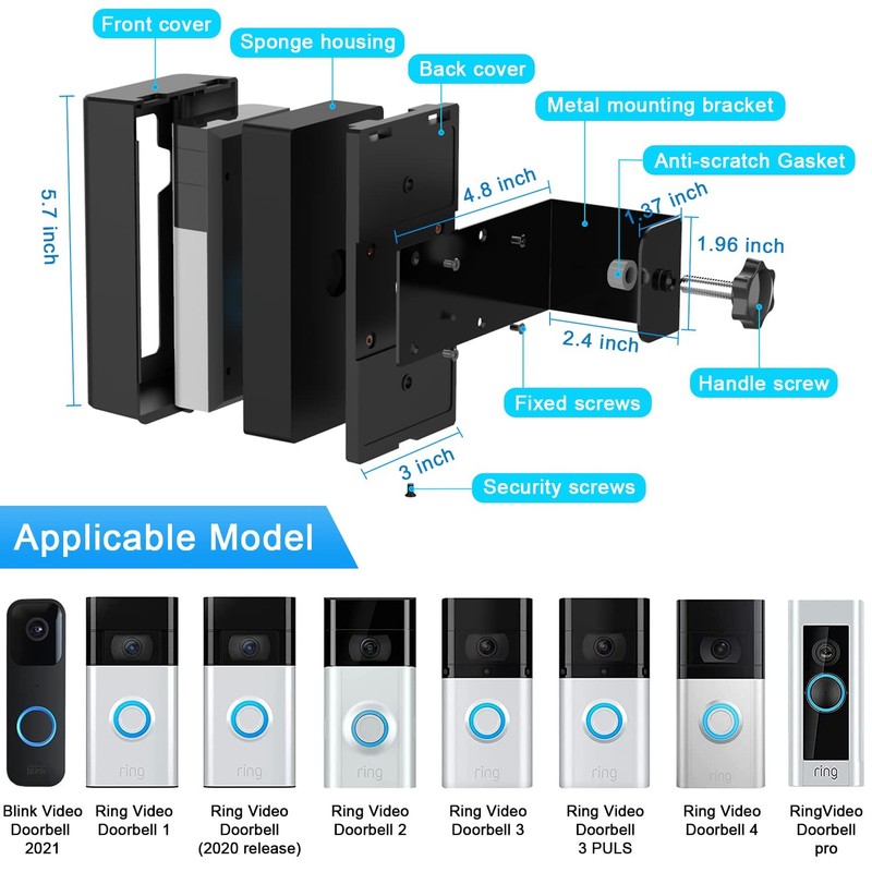 AOZTSUN Anti-Theft Adjustable Video Doorbell Mount Compatible with Ring/Blink... gallery