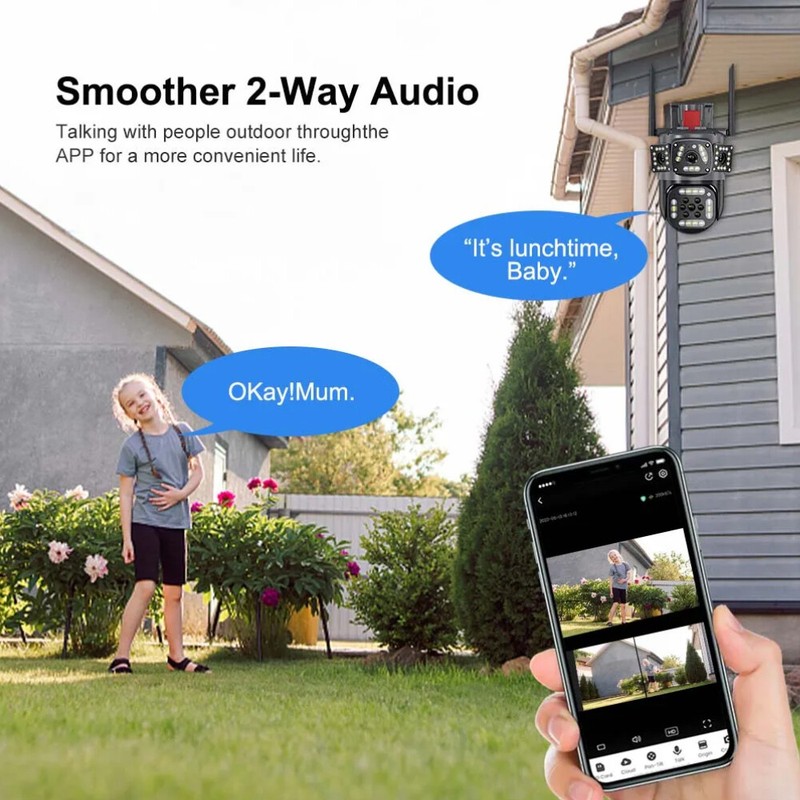 4K 9MP IP WiFi 360° 10X Zoom 3 Lens 3 Screens Security Camera System Outdoor PTZ gallery
