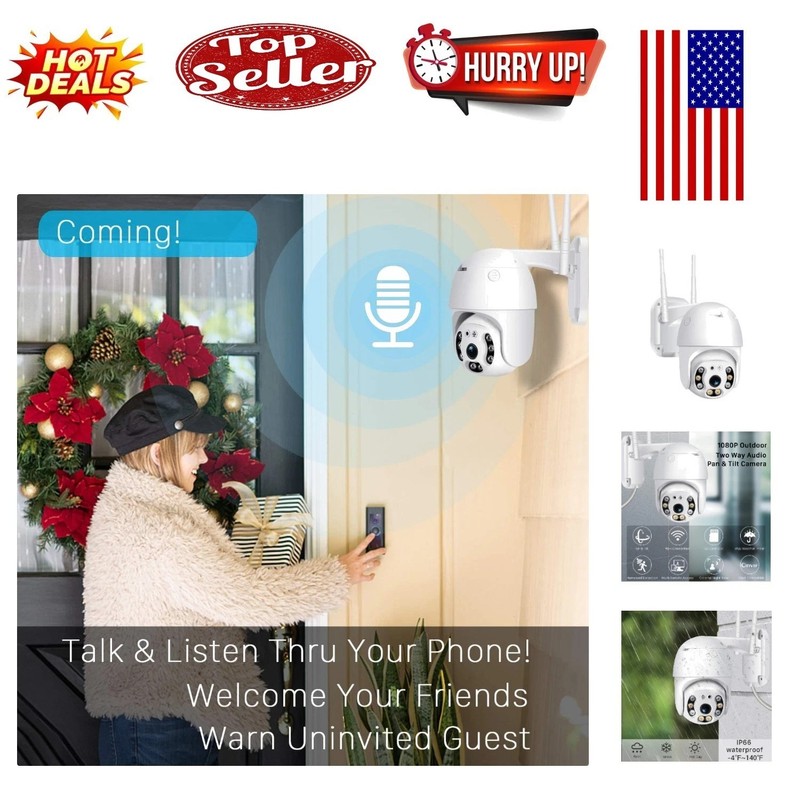 1080P Outdoor WiFi Security Camera with Pan-Tilt, Night Vision, Two-Way Audio…