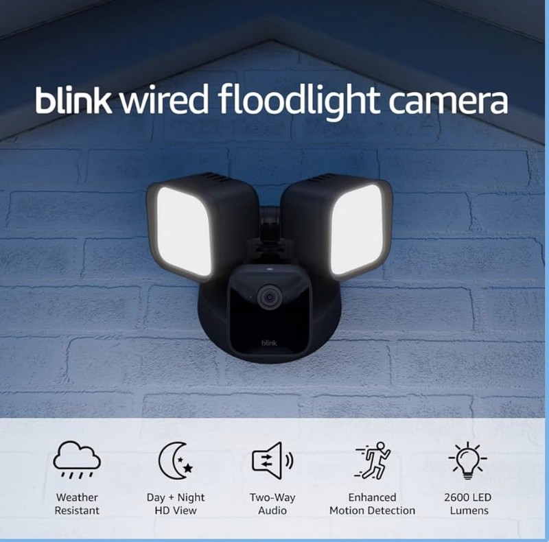 Blink Wired Floodlight Camera 2600 lumens HD Live View Built-In Siren