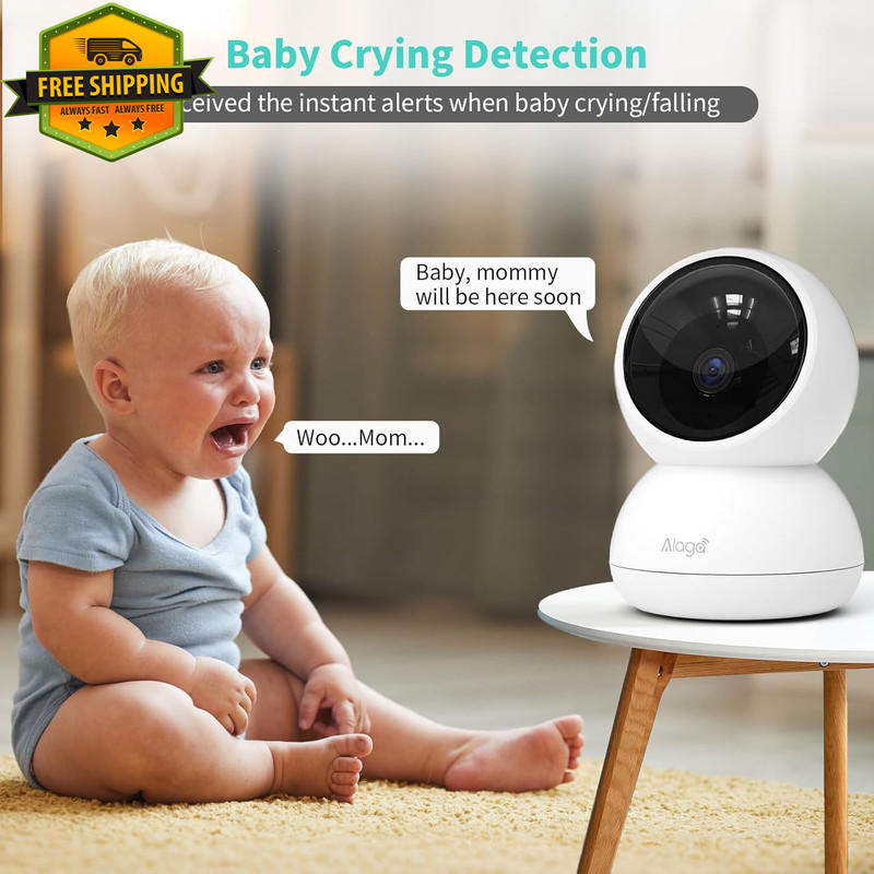 Indoor Security Camera 3K Wifi 360° Pan Tilt Night Vision 2-Pack gallery