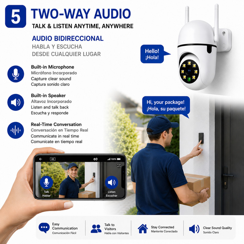 2 Pack 1080P WiFi PTZ Security Camera 360° Outdoor Night Vision gallery