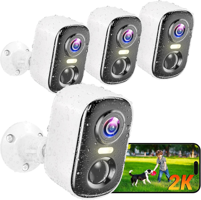 Outdoor Security Camera Wireless, 2K Battery Powered Wifi Cameras for Home Secur