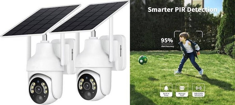 Cámaras de seguridad solares 2K inalámbricas para exteriores paquete de 2 visión