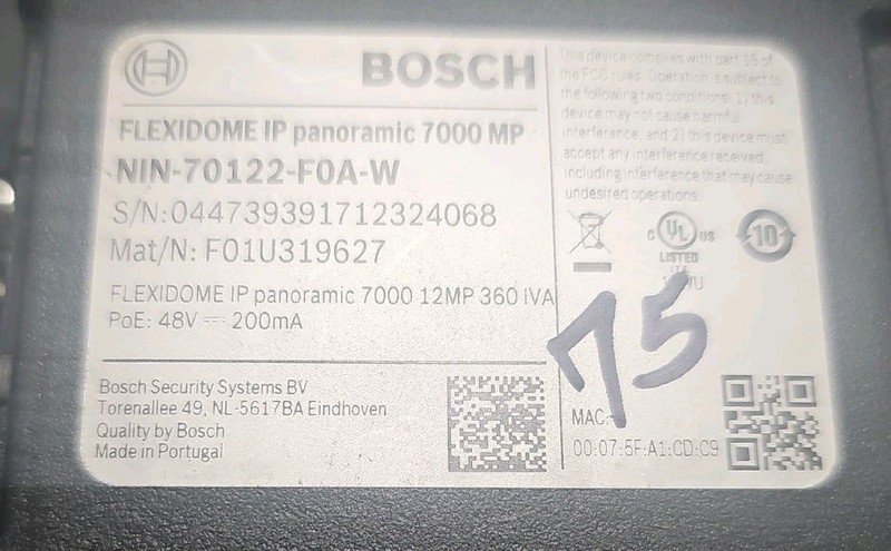 Bosch Flexidome IP Panoramic 7000 MP NIN-70122-FOA-W 12MP 360 Outdoor/Indoor gallery