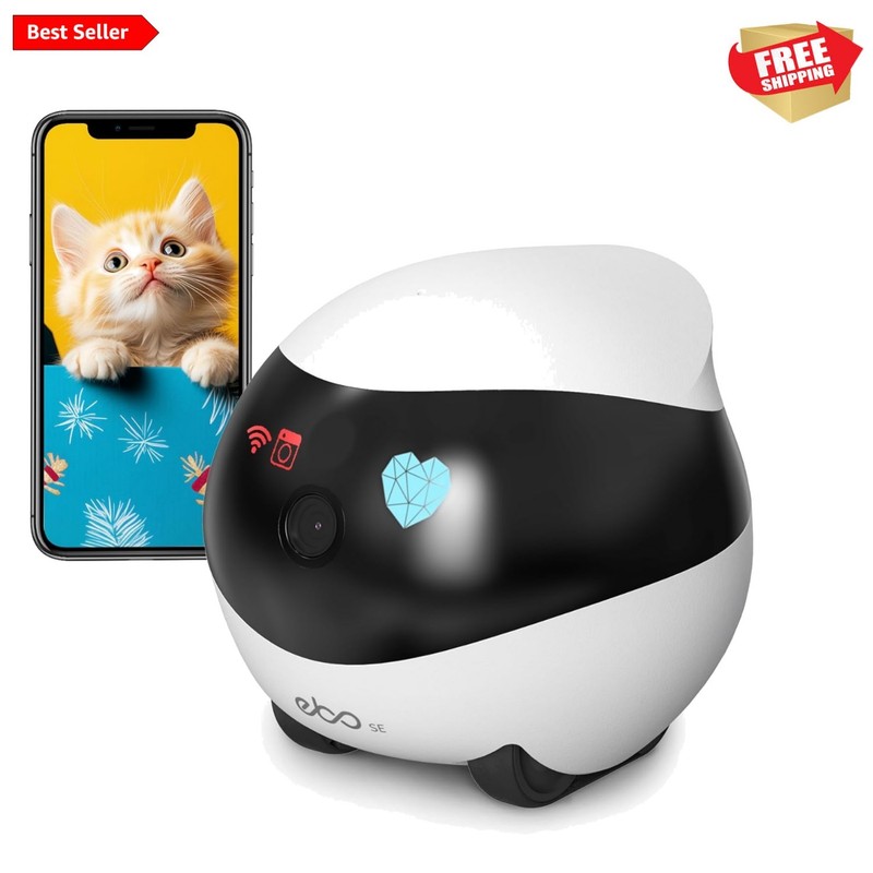 SE FamilyBot Home Camera Robot: 1080P Movable Pet Camera Indoor, Battery-Oper…