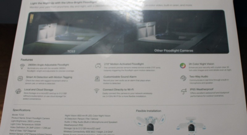 TP-Link Tapo 2K Wired Floodlight Security Outdoor Camera TC53 Color White, NEW gallery