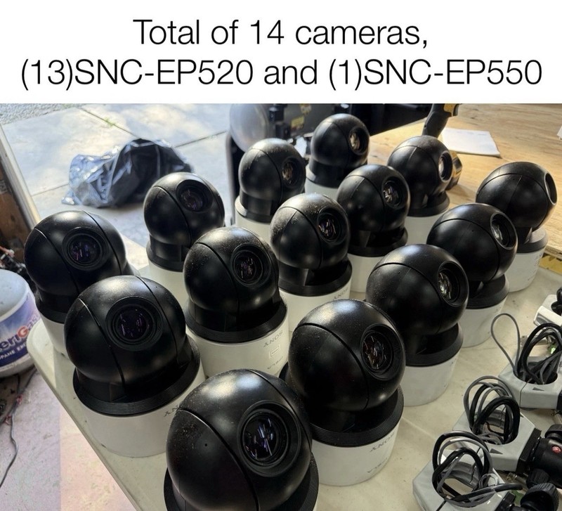 14 - Sony Ipela PTZ Cameras EP520 EP550 With Wire Harness And Base Plates